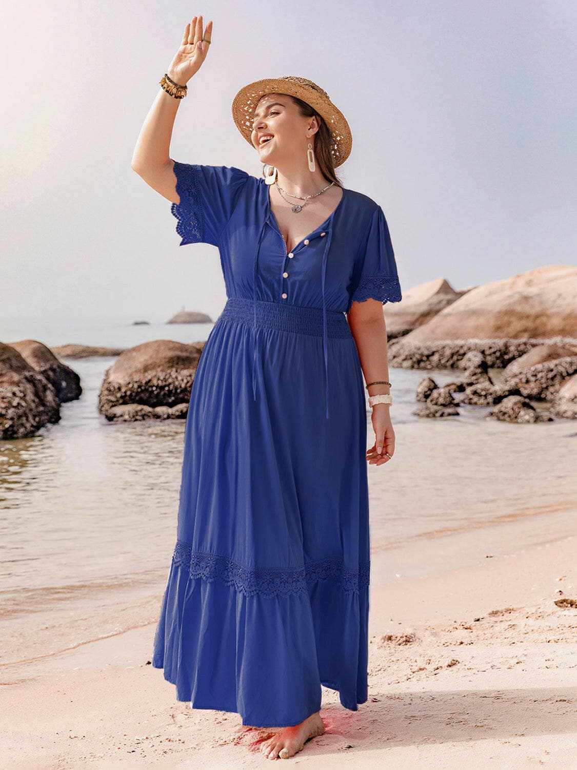 Elegant plus size lace maxi dress - Love Salve